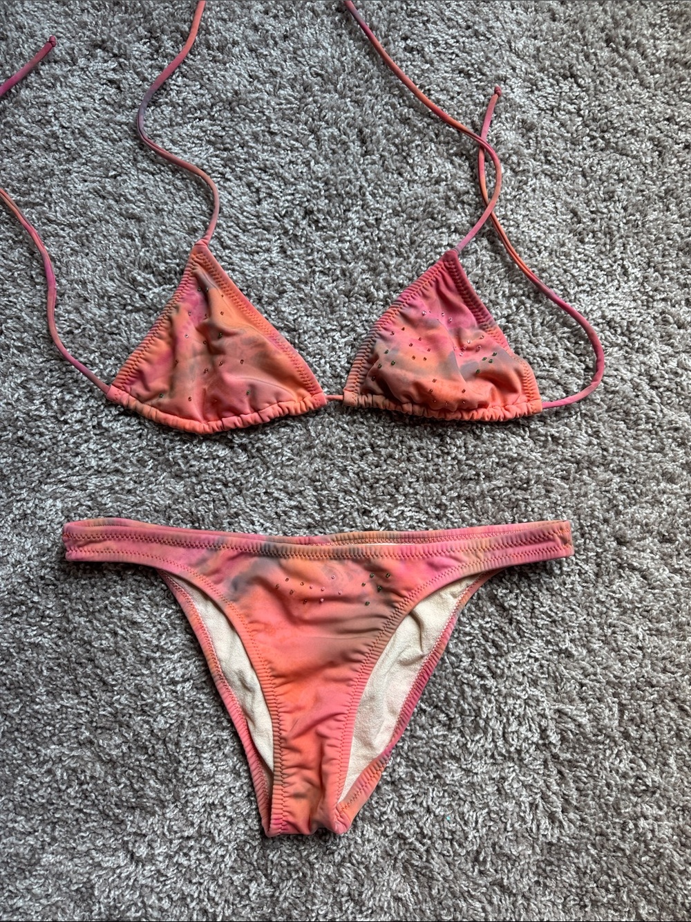 Pink/Orange Ombre Triangle Bikini Set - Size S - NWOT